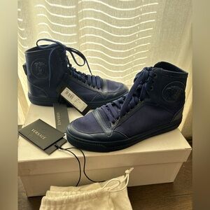 Versace Men's Blue High-Top Sneakers
